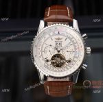 Copy Breitling Navitimer Tourbillon Watch White Dial Brown Leather Strap